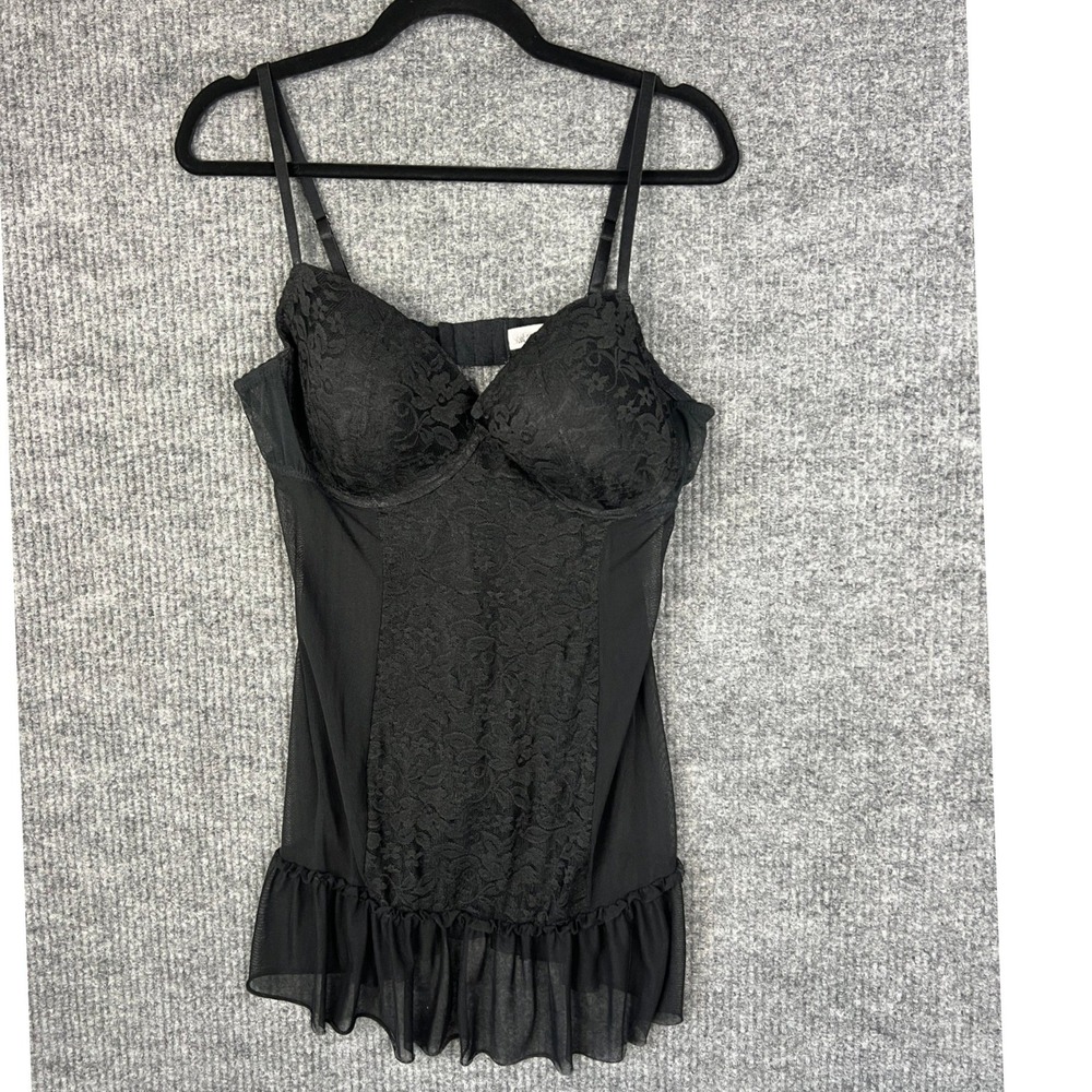 Goth Dark Romantic Vamp Black Lace Babydoll Lingerie Gilligan O'Malley XL